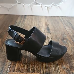 Sanoma Elegant Black Chunky Heel Platform Sandals